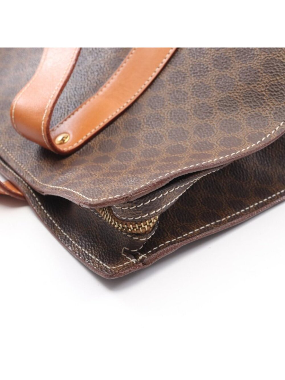 Celine Tote Macadam Dark Brown Canvas Leather - Picture 10 of 11